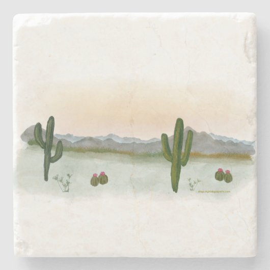 Marmor-Überteller | Sunset Desert Mountain Steinuntersetzer (Vorderseite)