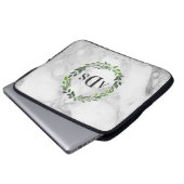 Marmor- und Aquarellfolienmonogramm Laptopschutzhülle (Vorne Knopf)
