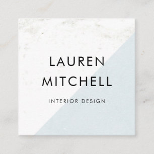 Marmor und blaue geometrische quadratische visitenkarte