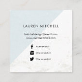 Marmor und blaue geometrische | quadratische visitenkarte (Rückseite)