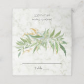Marmor und Eukalyptus Greenerity Wedding Table Platzkarte (Außenseite Aufgefaltet)
