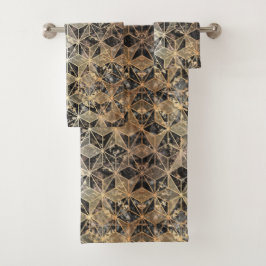 Marmor und geometrisches Muster Badhandtuch Set