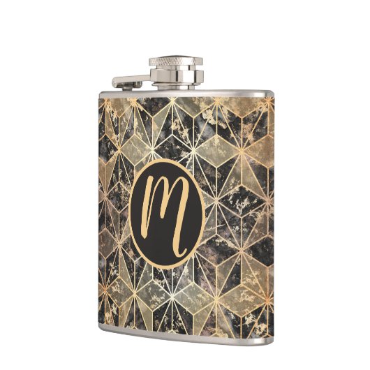 Marmor und geometrisches Muster Flachmann (Links)