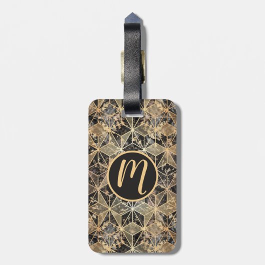 Marmor und geometrisches Muster Gepäckanhänger (Rückseite vertikal)