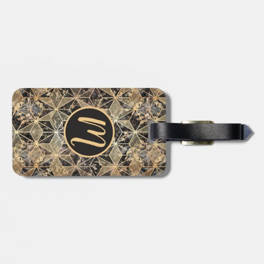 Marmor und geometrisches Muster Gepäckanhänger (Rückseite horizontal)