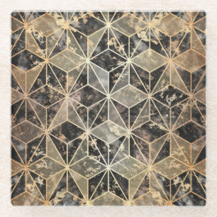 Marmor und geometrisches Muster Glasuntersetzer