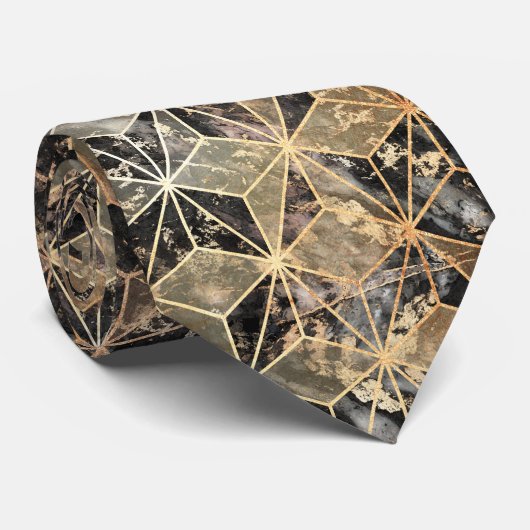 Marmor und geometrisches Muster Krawatte (Gerollt)