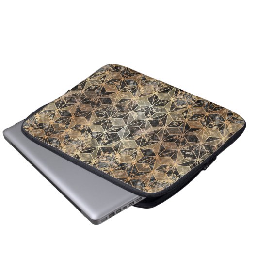 Marmor und geometrisches Muster Laptopschutzhülle (Vorne Knopf)
