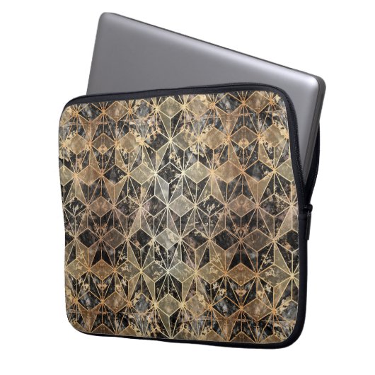 Marmor und geometrisches Muster Laptopschutzhülle (Vorderseite Links)