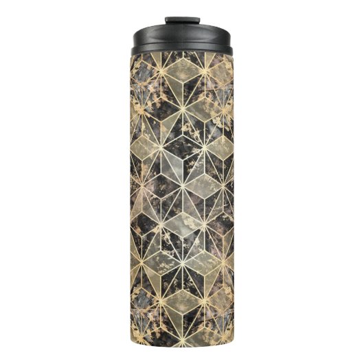 Marmor und geometrisches Muster Thermosbecher (Vorderseite)