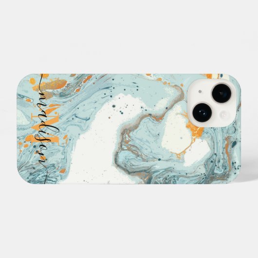 Marmor und Glitzer Abstrakt iPhone Hülle (Rückseite (Horizontal))