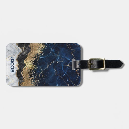 Marmor und Glitzer Gepäckanhänger (Vorderseite horizontal)