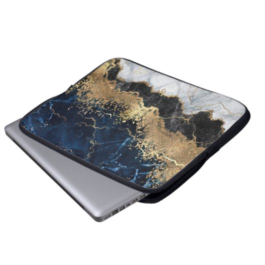 Marmor und Glitzer Laptopschutzhülle (Vorne Knopf)