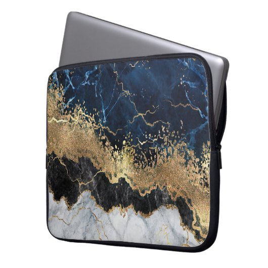 Marmor und Glitzer Laptopschutzhülle (Vorderseite Links)