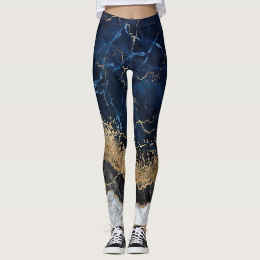 Marmor und Glitzer Leggings (Vorderseite)