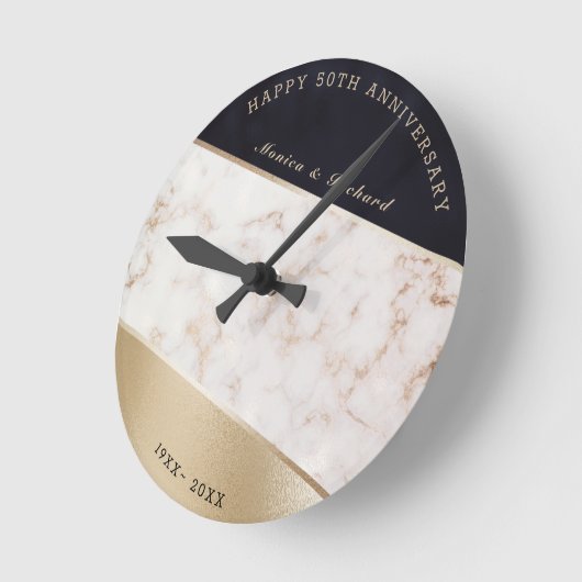 Marmor und Glitzer Runde Wanduhr (Winkel)