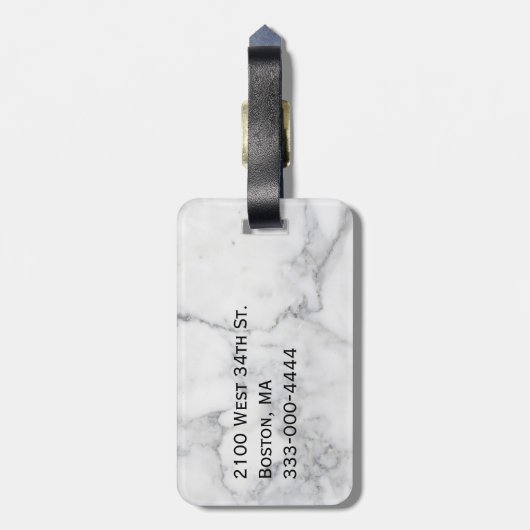 Marmor und Glitzer schauen mit Monogramm Gepäckanhänger (Rückseite vertikal)
