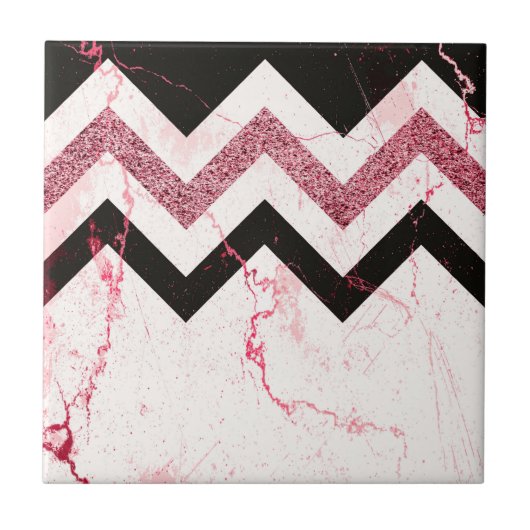 Marmor und Glitzer Zickzack Fliese (Vorderseite)