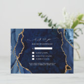 Marmor und Gold Agate Wedding RSVP Einladung (Stehend Vorderseite)