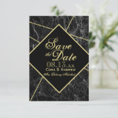 Marmor und Gold Art Deco Geometric Save the Date I Einladung (Stehend Vorderseite)