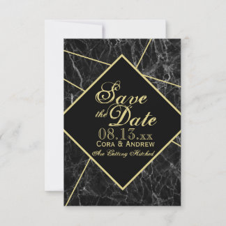 Marmor und Gold Art Deco Geometric Save the Date I Einladung