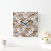 Marmor und Gold aus Marokko Quadratische Wanduhr (Zuhause)