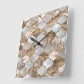 Marmor und Gold aus Marokko Quadratische Wanduhr (Winkel)