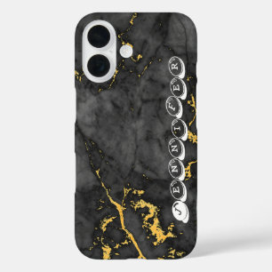 Marmor und Gold iPhone 16 Hülle