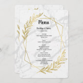 Marmor und Gold-Effekt-Menü Hochzeiten Menükarte (Vorne/Hinten)