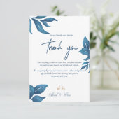 Marmor und Gold Eukalyptus Elegante Hochzeit Dankeskarte (Stehend Vorderseite)