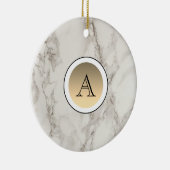 Marmor und Gold Initial Elegant Keramik Ornament (Rechts)