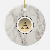 Marmor und Gold Initial Elegant Keramik Ornament (Hinten)