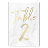 Marmor und Gold-Script | Tischnummer Card 2 (Vorderseite)