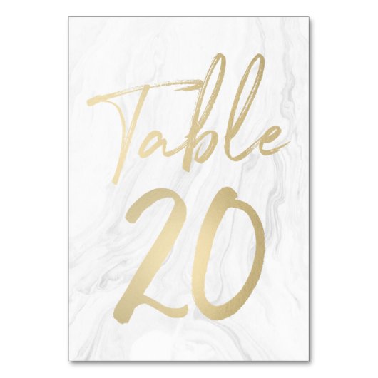 Marmor und Gold-Script | Tischnummer Card 20 (Rückseite)