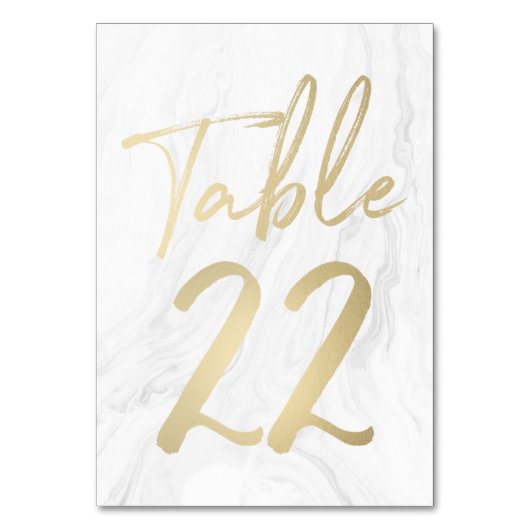Marmor und Gold-Script | Tischnummer Card 22 (Vorderseite)