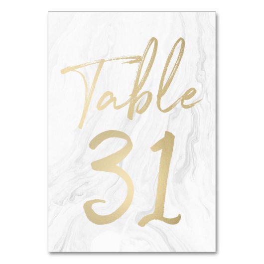 Marmor und Gold-Script | Tischnummer Card 31 (Rückseite)