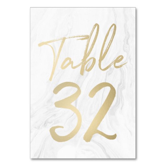 Marmor und Gold-Script | Tischnummer Card 32 (Vorderseite)