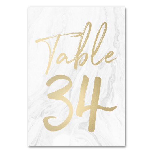 Marmor und Gold-Script | Tischnummer Card 34 (Vorderseite)