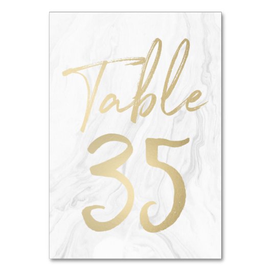 Marmor und Gold-Script | Tischnummer Card 35 (Vorderseite)