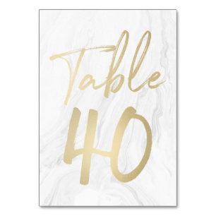 Marmor und Gold-Script   Tischnummer Card 40