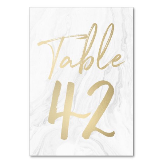 Marmor und Gold-Script | Tischnummer Card 42 (Rückseite)