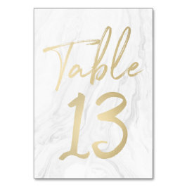 Marmor und Gold-Script | Tischnummer-Karte 13 Tischnummer