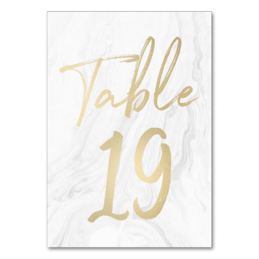 Marmor und Gold-Script | Tischnummer-Karte 19 Tischnummer (Rückseite)