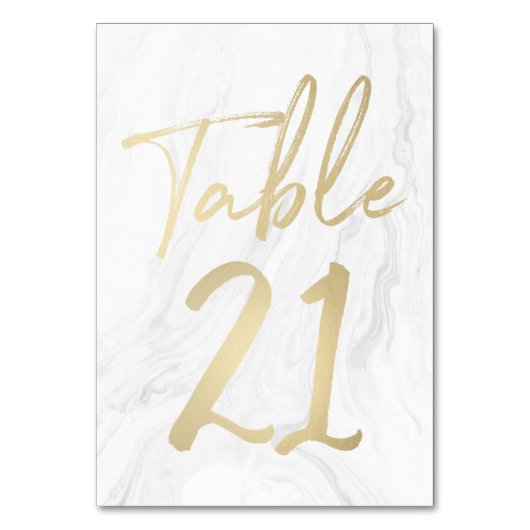 Marmor und Gold-Script | Tischnummer-Karte 21 Tischnummer (Rückseite)