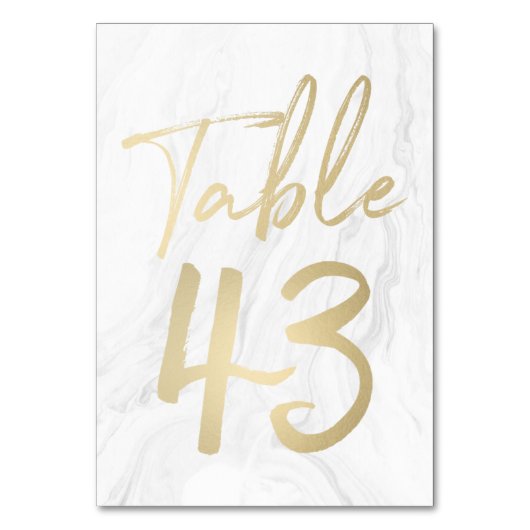 Marmor und Gold-Script | Tischnummer-Karte 43 Tischnummer (Vorderseite)