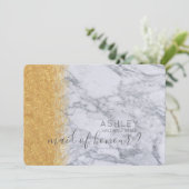 Marmor und Gold werden Sie meine Trauzeugin sein Einladung (Stehend Vorderseite)