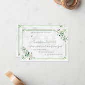 Marmor und grüne Blume Drei-Mahlzeiten-Karte Mitteilungskarte (Vorderseite/Rückseite Beispiel)