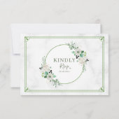 Marmor und grüne Blume Drei-Mahlzeiten-Karte Mitteilungskarte (Rückseite)