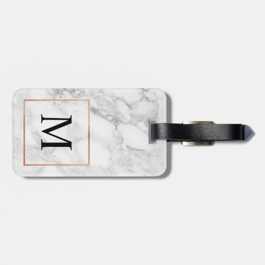 Marmor- und Imitat-Foil-Border-Monogramm-Gepäckmar Gepäckanhänger (Rückseite horizontal)