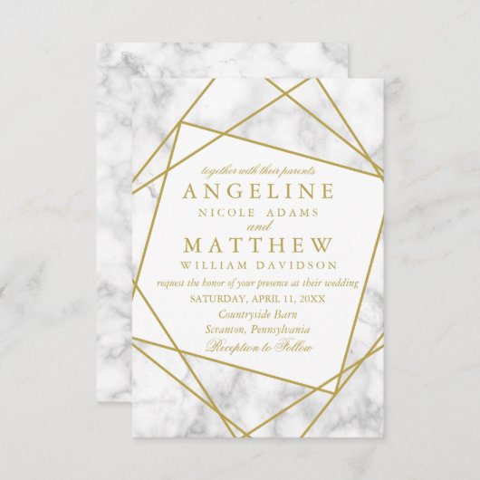 Marmor und Imitate - Goldene Hochzeit Einladung (Vorne/Hinten)